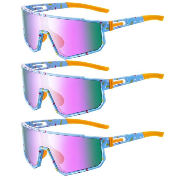 Kingdder 3 Pcs Baseball Ice Cream Drip Sunglasses for Youth Sport Sunglasses for Softball Cycling Baseball Golf